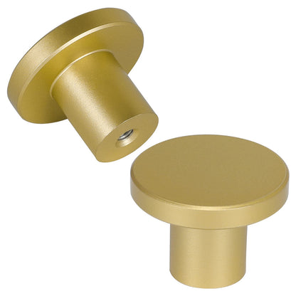 Brushed Brass Round Cabinet Knobs, 30 mm