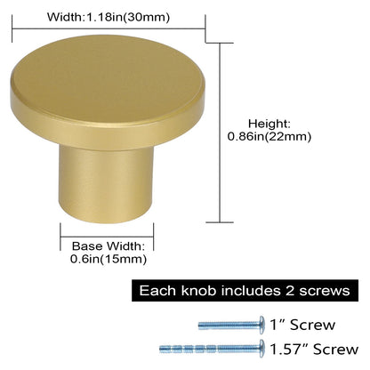 Brushed Brass Round Cabinet Knobs, 30 mm