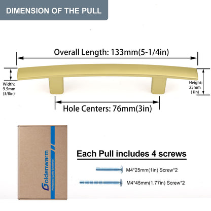 Multi-Finish Curved Cabinet Pulls for Kitchen Drawers