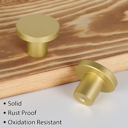 Brushed Brass Round Cabinet Knobs, 30 mm