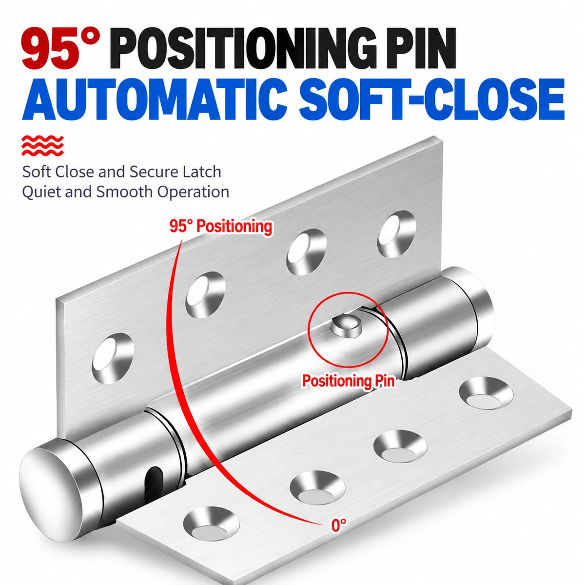Adjustable Self-Closing Door Hinges with Hold-Open, 4-Inch & 5-Inch