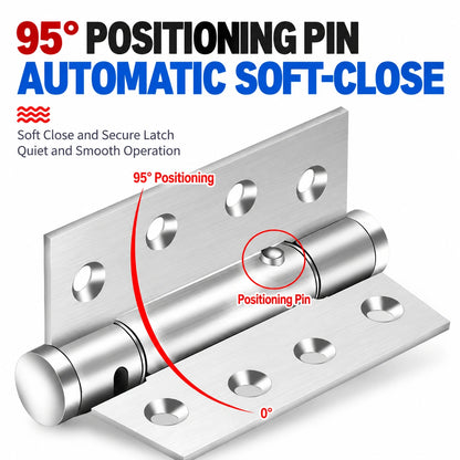 Adjustable Self-Closing Door Hinges with Hold-Open, 4-Inch & 5-Inch