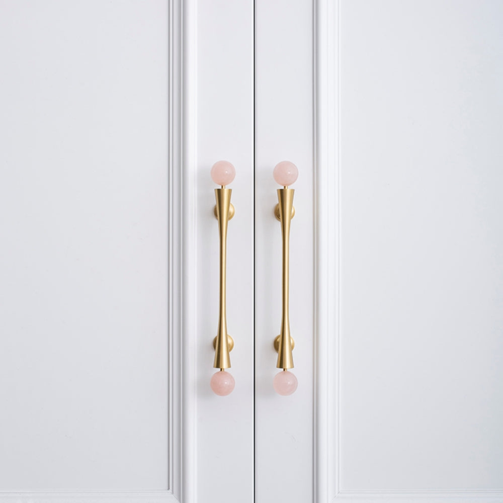 Pink Crystal Cabinet Pulls and Knob with Gold Finish