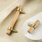 Walnut and Beech Wood Cabinet Pulls with Brass Bases