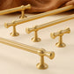 Gold-Finish Turned Brass Cabinet Handles and Knobs for Wardrobes