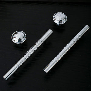 Hammered Silver Cabinet Pulls, Brass Bar Handles