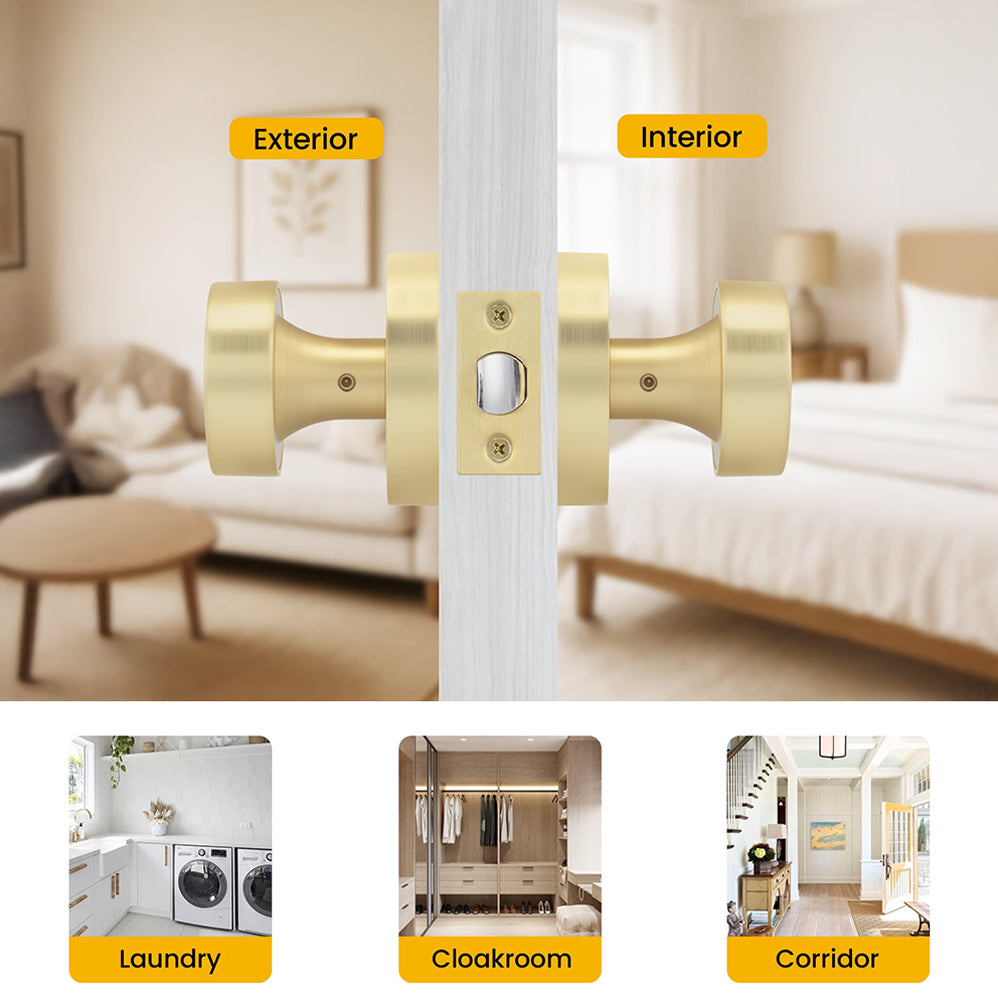 Heavy Duty Round Passage Door Knobs for Hallway and Closet Doors