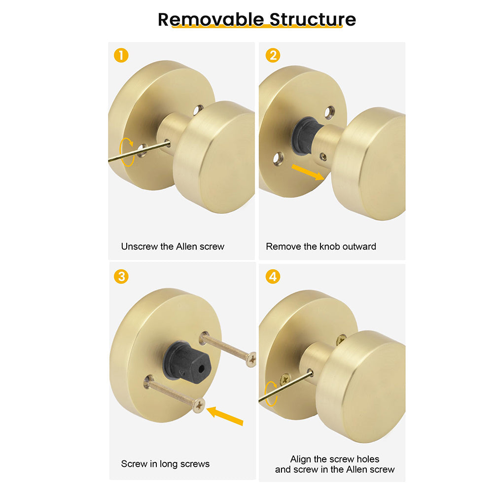 Heavy Duty Round Passage Door Knobs for Hallway and Closet Doors