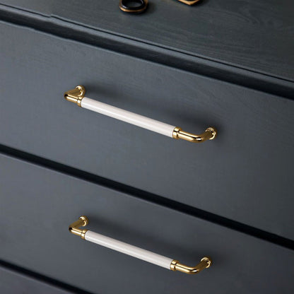 Two-Tone Round Bar Cabinet Pulls and Knobs for Dressers