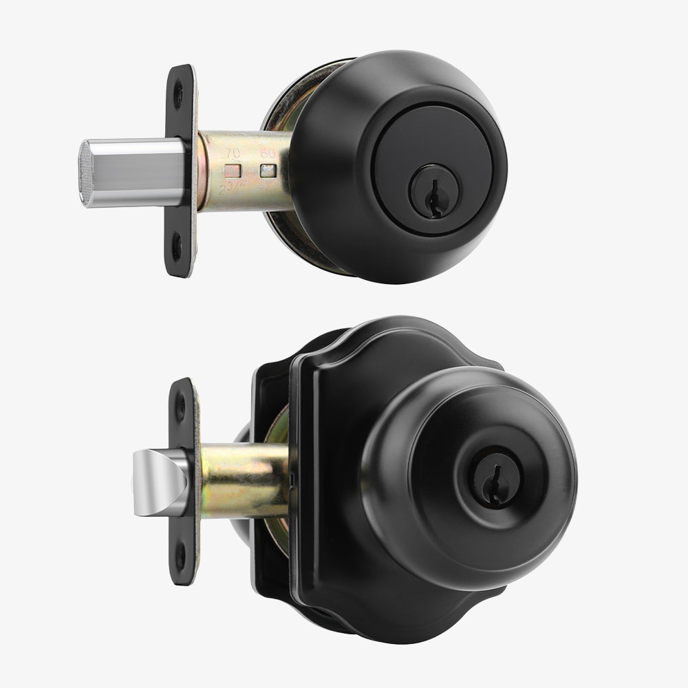 Keyed Entry Door Knob and Deadbolt Set for Front Doors