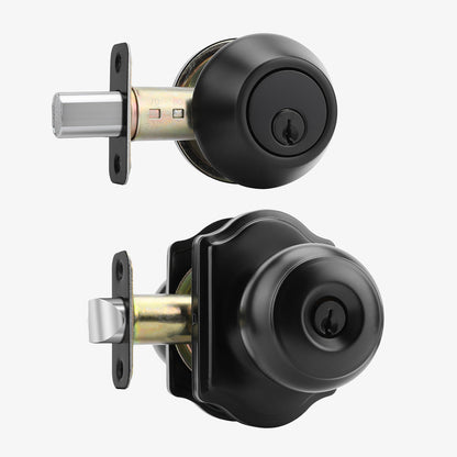 Keyed Entry Door Knob and Deadbolt Set for Front Doors