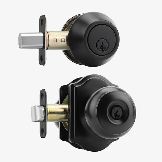 Keyed Entry Door Knob and Deadbolt Set for Front Doors