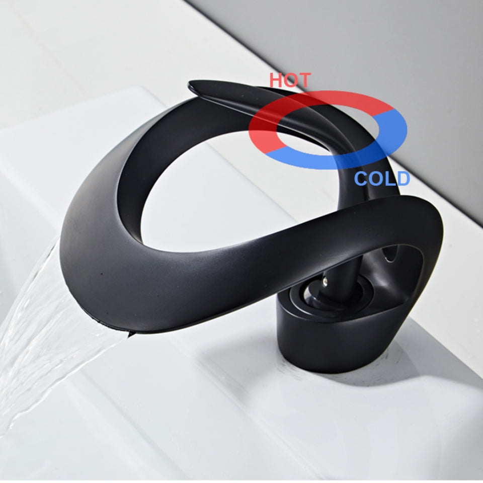 Veyra Waterfall Bathroom Sink Faucet, Modern Single Hole Single Lever Vanity Faucet