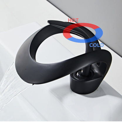 Veyra Waterfall Bathroom Sink Faucet, Modern Single Hole Single Lever Vanity Faucet