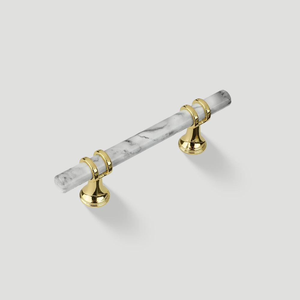 Marble Pattern T-Bar Cabinet Pulls with Gold Feet