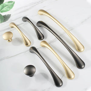 Modern Curved Cabinet Handles and Round Knobs
