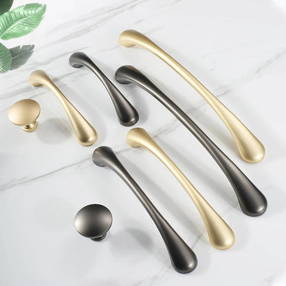 Modern Curved Cabinet Handles and Round Knobs