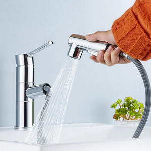 Single Hole 180° Swivel Pull-Out Bathroom Faucet