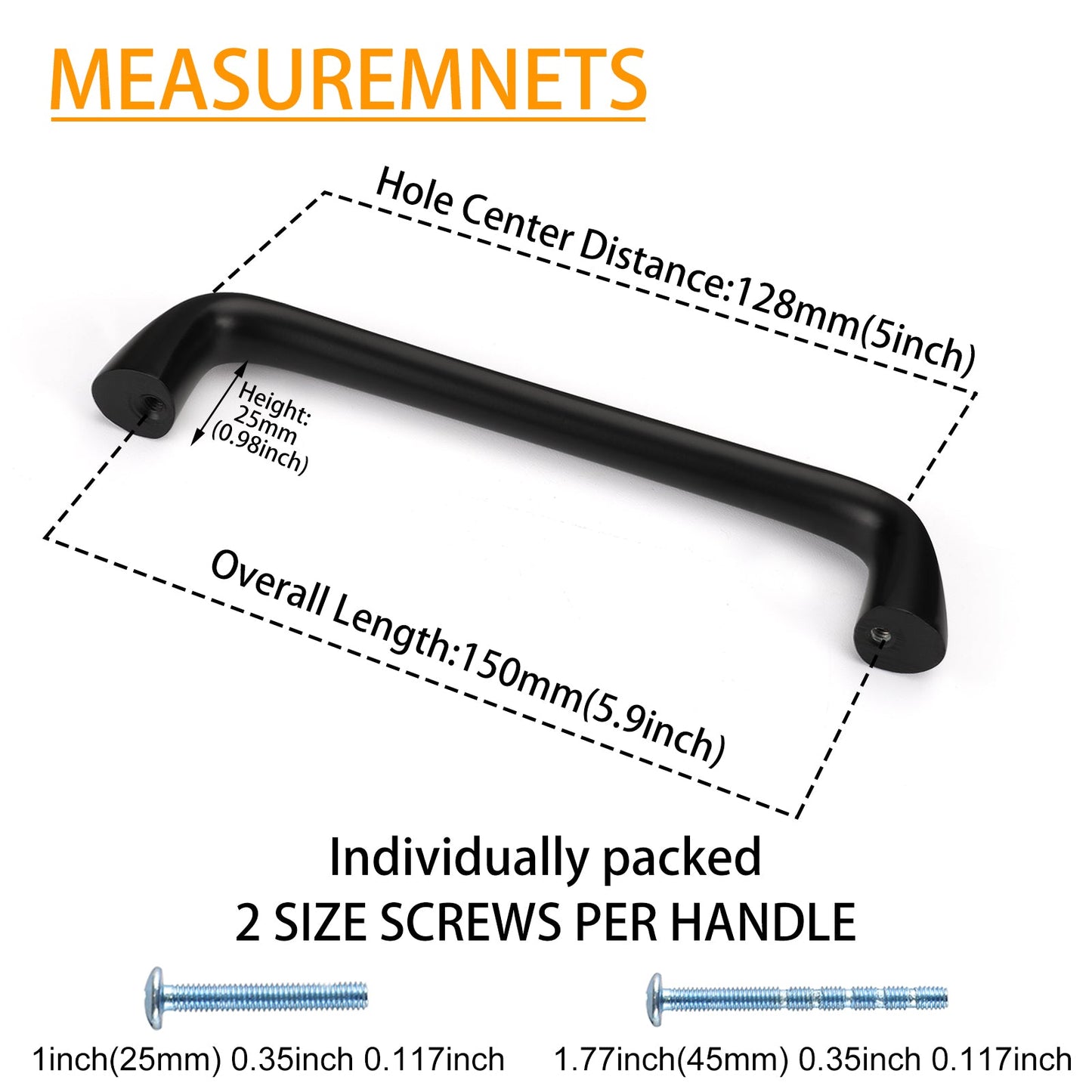 Black 5 Inch Rounded Arch Cabinet Pulls for Kitchens