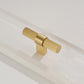 Gold Knurled Solid Brass Round Bar Cabinet Pulls with T-Bar Knob Option