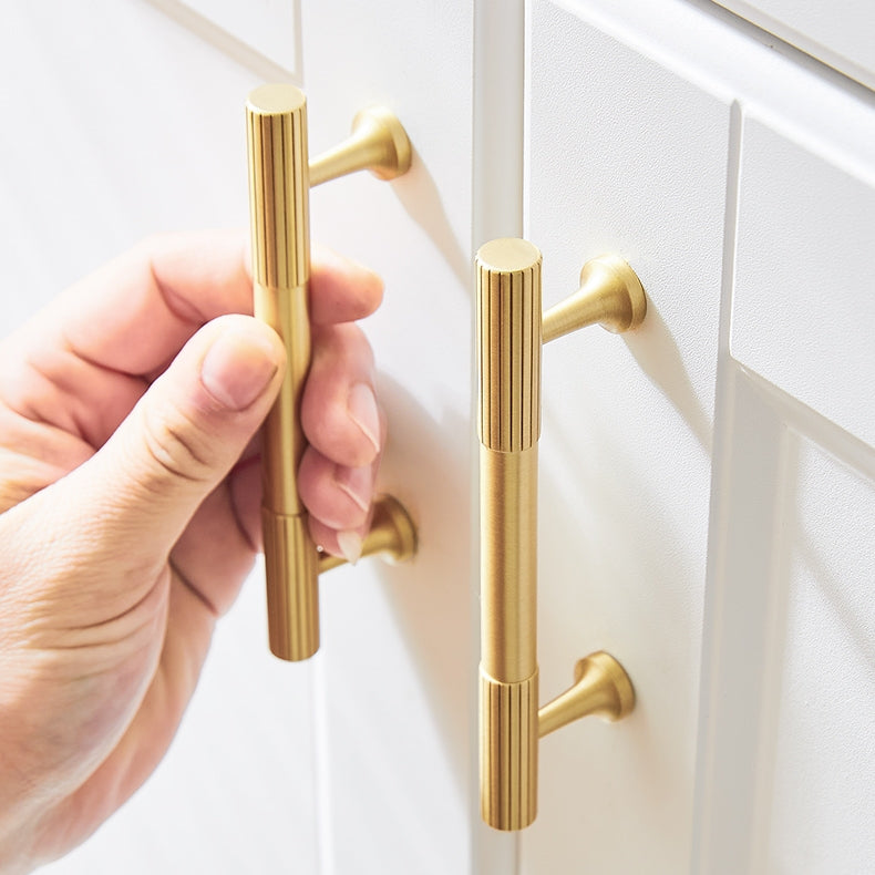 Fluted Metal Cabinet Pulls and Knobs for Kitchen Cabinets