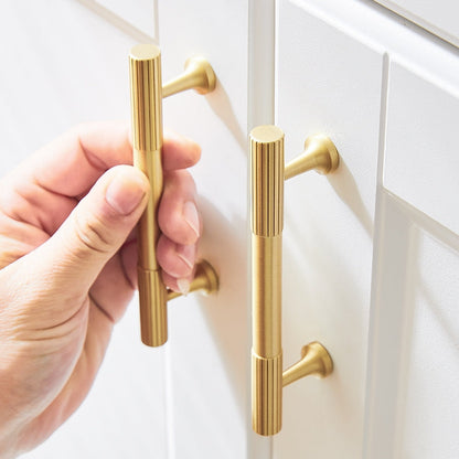 Fluted Metal Cabinet Pulls and Knobs for Kitchen Cabinets