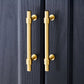 Gold Brass T-Bar Cabinet Handles and Matching Knobs