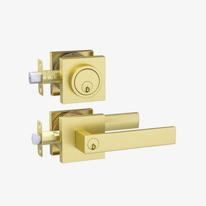 Keyed Entry Front Door Handleset with Single Cylinder Deadbolt