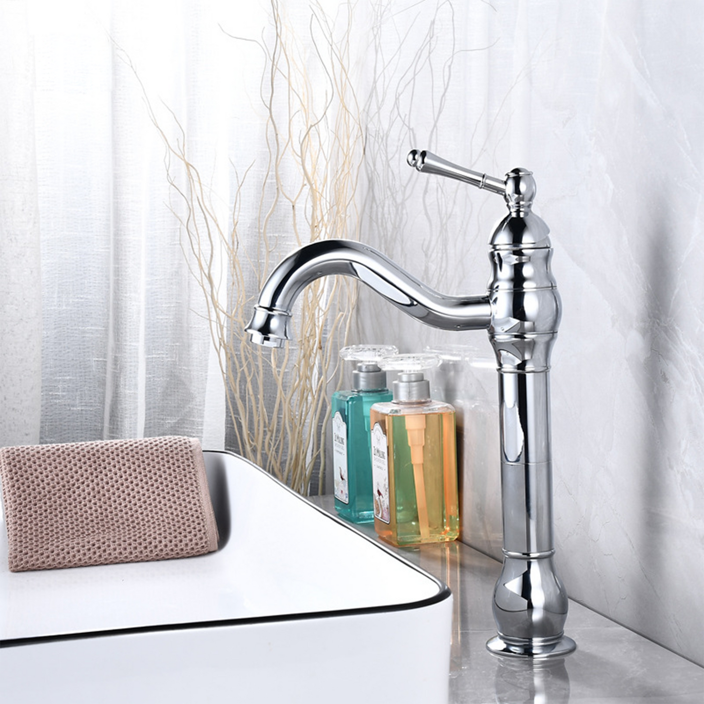 Bravora Retro Single Hole Brass Bathroom Sink Faucet