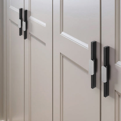Two-Tone Grooved Aluminum Cabinet Pulls and Door Handles