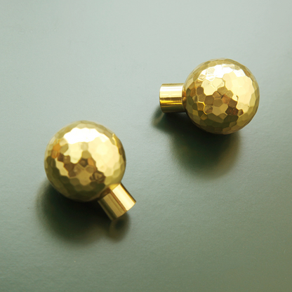 Hammered Gold Brass Cabinet Knobs, Single Hole