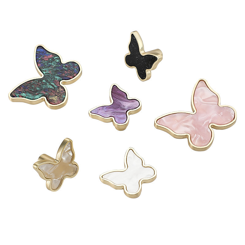 Butterfly Cabinet Knobs with Colored Insets