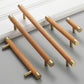 Wood Cabinet Handles with Brushed Brass Ends