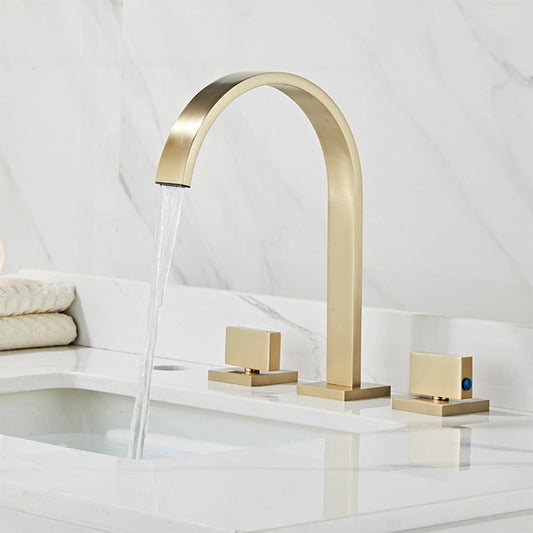 Quadra 3-Hole Square Bathroom Faucet with Dual Handles