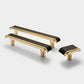 Leather Pattern Cabinet Pulls and Knob in Black / Gold