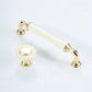 White Ceramic Cabinet Pulls and Knobs, Gold / Black Options