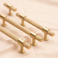 Knurled Brass Cabinet Pulls and Knobs in Gold