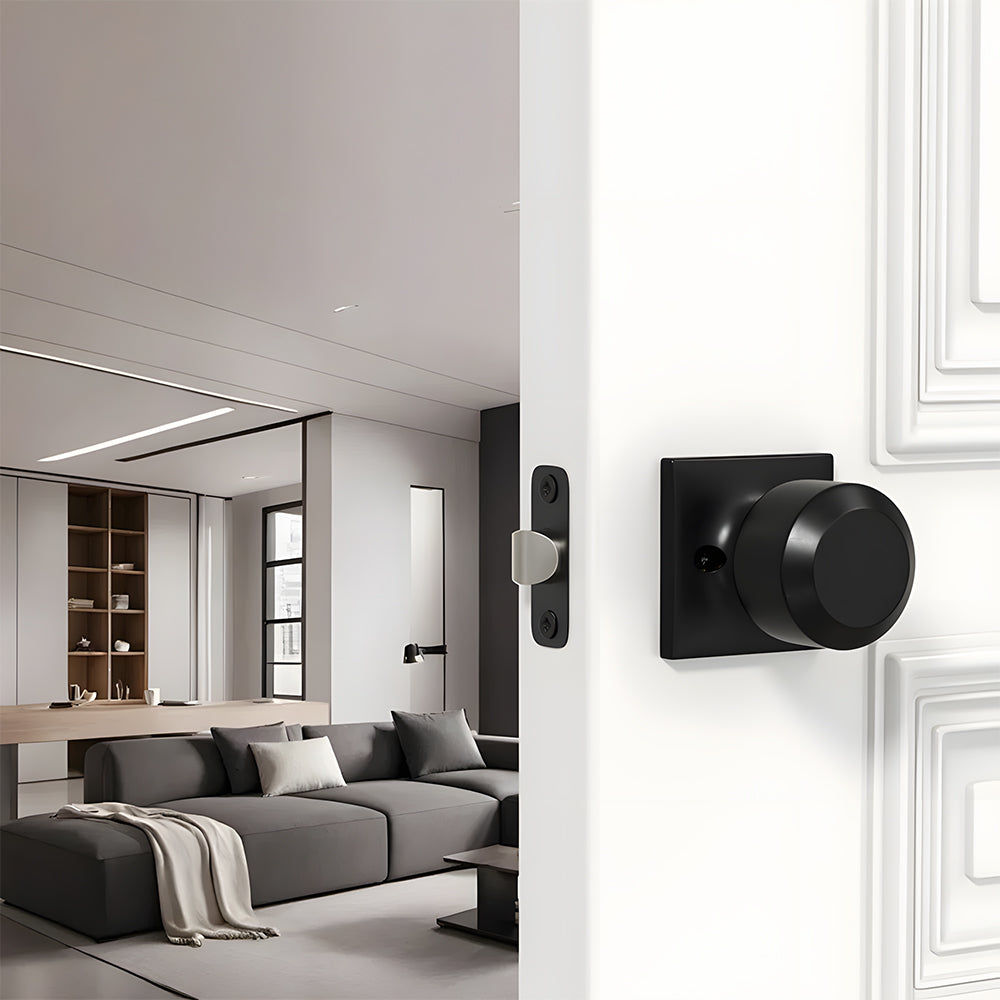 Matte Black Round Privacy Door Knob for Bedroom and Bathroom Doors