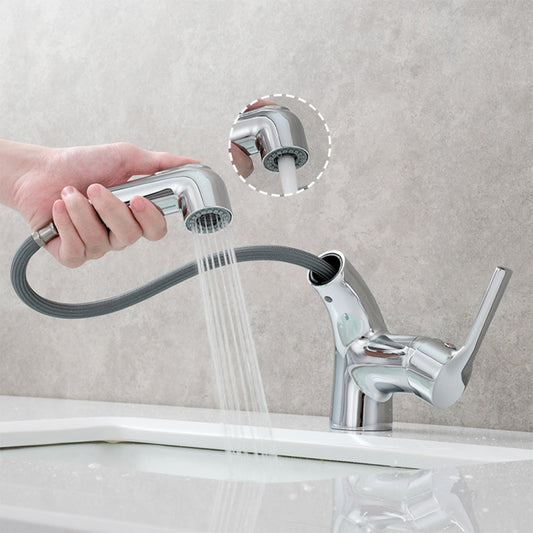 Novara Minimalist white pull-out Bathroom Sink Faucet with dual spray modes