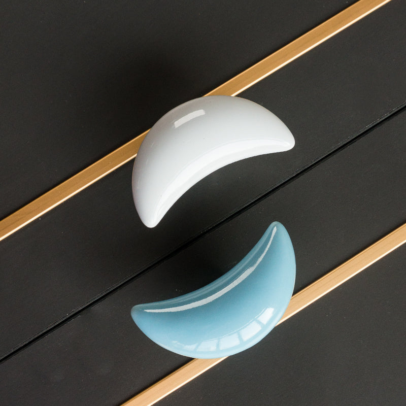 Colorful Ceramic Crescent Moon Cabinet Knobs