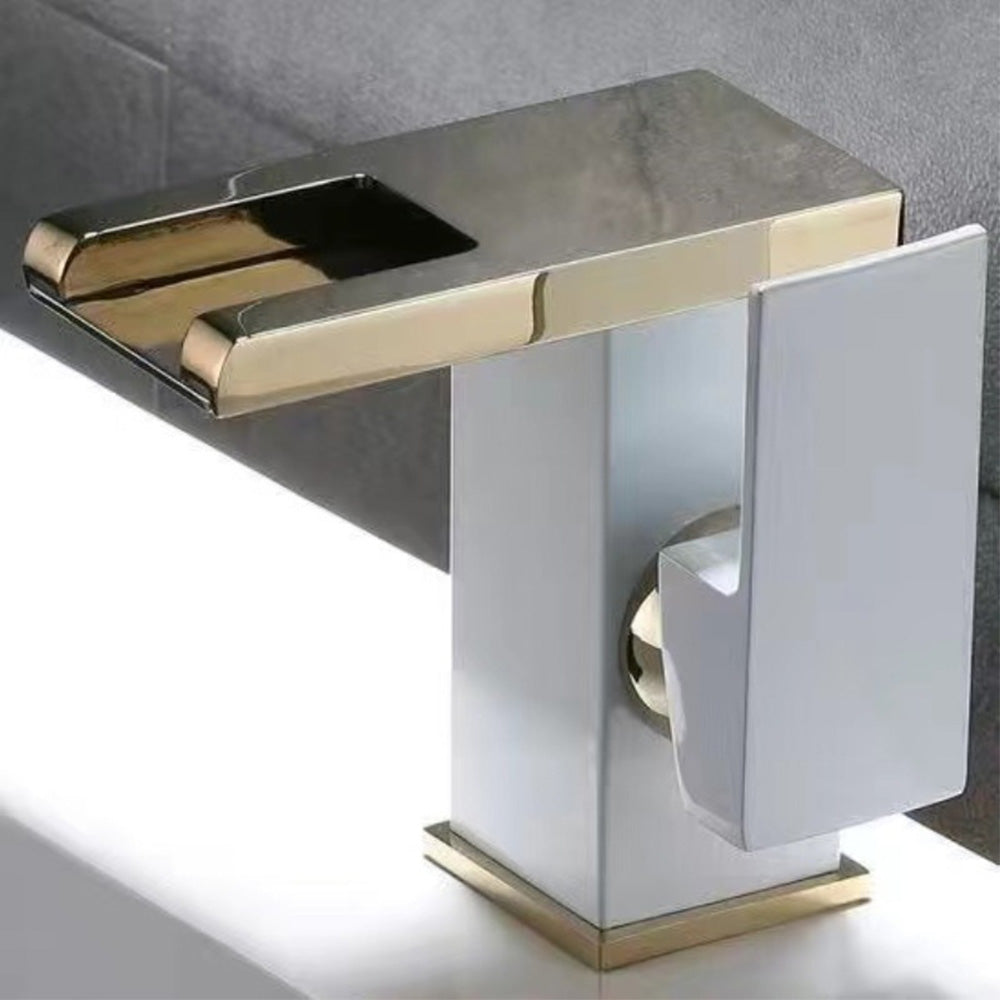 Lumina Modern LED Waterfall Bathroom Sink Faucet With Color-Changing LED Temperature Light
