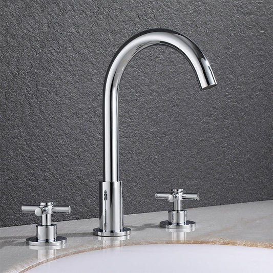 Modern High-Arc Two-Handle 3-Hole Widespread Bathroom Faucet