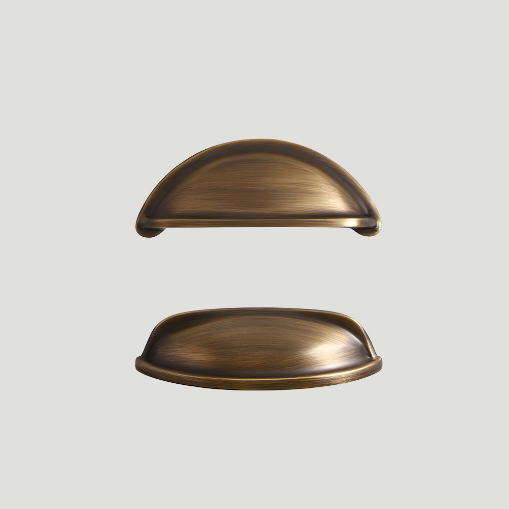 Vintage Shell Solid Brass Bin Cup Pulls for Drawers
