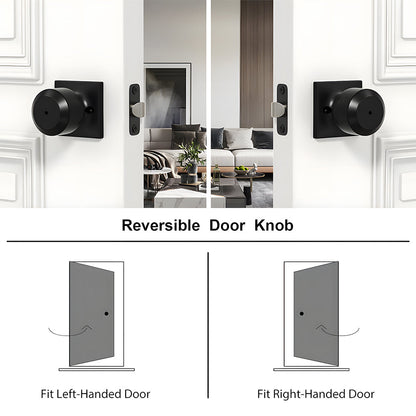 Matte Black Round Privacy Door Knob for Bedroom and Bathroom Doors