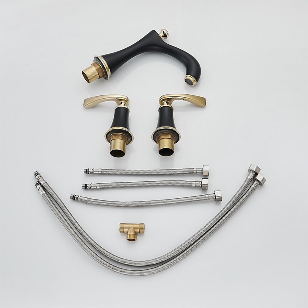 Traditional High-Arc Two-Handle 3-Hole Widespread Bathroom Sink Faucet
