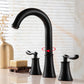 360 Degree Swivel Spout 3 Holes 2 Handles Widespread Bathroom Faucets