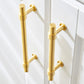 Gold Brass T-Bar Cabinet Handles and Matching Knobs