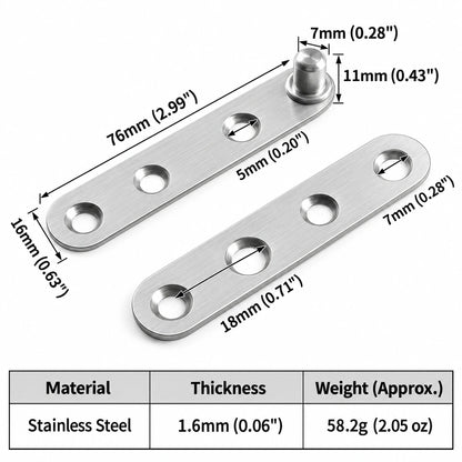 Stainless Steel 360° Pivot Door Hinges, Top and Bottom Mount