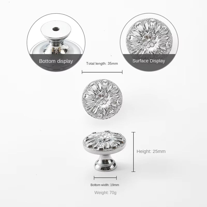 Polished Silver Floral Cabinet Pulls and Knobs