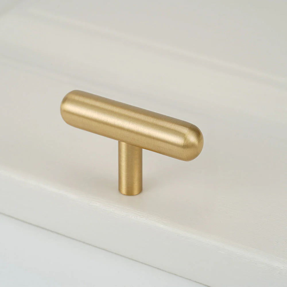 Satin Brass T-Bar Cabinet Knob, 50 mm